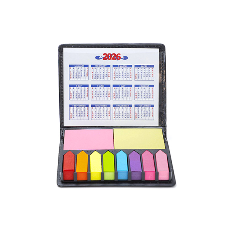Caja de notas adhesivas con calendario rectangular de PU